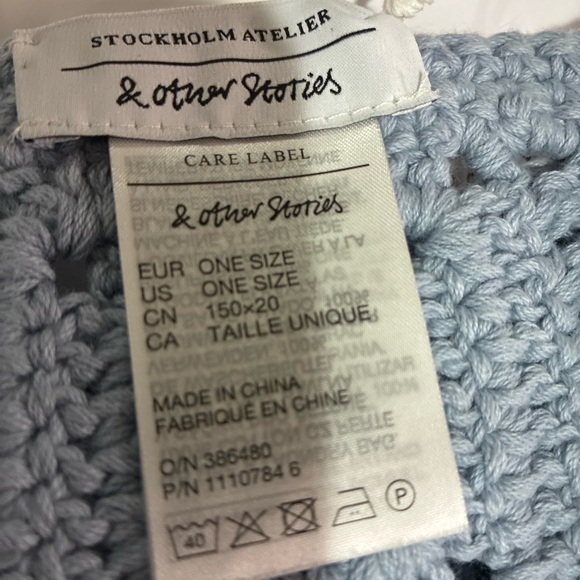 NWT & Other Stories Light Blue Crochet Scarf - Picture 4 of 5